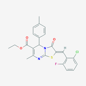 molecular formula C24H20ClFN2O3S B405431 ethyl 2-(2-chloro-6-fluorobenzylidene)-7-methyl-5-(4-methylphenyl)-3-oxo-2,3-dihydro-5H-[1,3]thiazolo[3,2-a]pyrimidine-6-carboxylate 