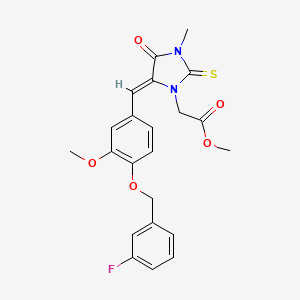 molecular formula C22H21FN2O5S B4054318 methyl (5-{4-[(3-fluorobenzyl)oxy]-3-methoxybenzylidene}-3-methyl-4-oxo-2-thioxo-1-imidazolidinyl)acetate 