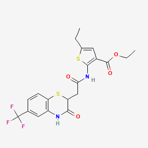 ETHYL 5-ETHYL-2-{2-[3-OXO-6-(TRIFLUOROMETHYL)-3,4-DIHYDRO-2H-1,4-BENZOTHIAZIN-2-YL]ACETAMIDO}THIOPHENE-3-CARBOXYLATE