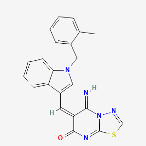 (6E)-5-imino-6-[[1-[(2-methylphenyl)methyl]indol-3-yl]methylidene]-[1,3,4]thiadiazolo[3,2-a]pyrimidin-7-one