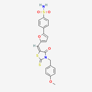 molecular formula C22H18N2O5S3 B4054418 4-(5-{[3-(4-methoxybenzyl)-4-oxo-2-thioxo-1,3-thiazolidin-5-ylidene]methyl}-2-furyl)benzenesulfonamide 