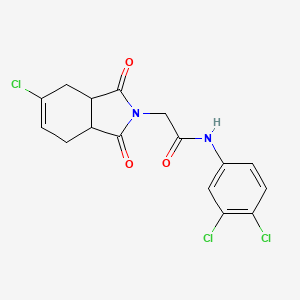 molecular formula C16H13Cl3N2O3 B4054438 2-(5-chloro-1,3-dioxo-3a,4,7,7a-tetrahydroisoindol-2-yl)-N-(3,4-dichlorophenyl)acetamide 