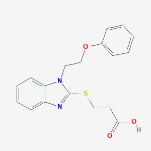 molecular formula C18H18N2O3S B405444 3-{[1-(2-Phenoxyethyl)-1H-benzimidazol-2-yl]-thio}propanoic acid CAS No. 303132-91-4