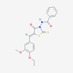 molecular formula C20H18N2O4S2 B405451 N-[5-(4-Ethoxy-3-methoxy-benzylidene)-4-oxo-2-thioxo-thiazolidin-3-yl]-benzamide 