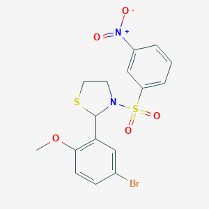 molecular formula C16H15BrN2O5S2 B405459 2-(5-Bromo-2-methoxyphenyl)-3-(3-nitrobenzenesulfonyl)-1,3-thiazolidine CAS No. 321579-23-1