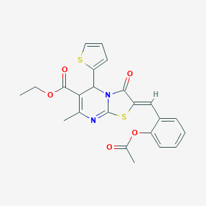 molecular formula C23H20N2O5S2 B405460 ethyl 2-[2-(acetyloxy)benzylidene]-7-methyl-3-oxo-5-(2-thienyl)-2,3-dihydro-5H-[1,3]thiazolo[3,2-a]pyrimidine-6-carboxylate 