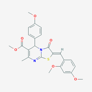 molecular formula C25H24N2O6S B405461 methyl 2-(2,4-dimethoxybenzylidene)-5-(4-methoxyphenyl)-7-methyl-3-oxo-2,3-dihydro-5H-[1,3]thiazolo[3,2-a]pyrimidine-6-carboxylate 
