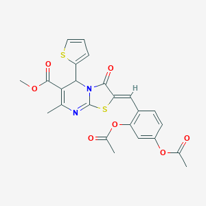 molecular formula C24H20N2O7S2 B405462 methyl 2-[2,4-bis(acetyloxy)benzylidene]-7-methyl-3-oxo-5-(2-thienyl)-2,3-dihydro-5H-[1,3]thiazolo[3,2-a]pyrimidine-6-carboxylate 