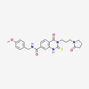 N-(4-methoxybenzyl)-4-oxo-3-[3-(2-oxo-1-pyrrolidinyl)propyl]-2-thioxo-1,2,3,4-tetrahydro-7-quinazolinecarboxamide