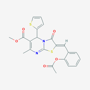 molecular formula C22H18N2O5S2 B405469 methyl 2-[2-(acetyloxy)benzylidene]-7-methyl-3-oxo-5-(2-thienyl)-2,3-dihydro-5H-[1,3]thiazolo[3,2-a]pyrimidine-6-carboxylate 