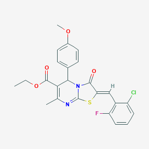 molecular formula C24H20ClFN2O4S B405470 ethyl (2Z)-2-[(2-chloro-6-fluorophenyl)methylidene]-5-(4-methoxyphenyl)-7-methyl-3-oxo-5H-[1,3]thiazolo[3,2-a]pyrimidine-6-carboxylate CAS No. 324071-70-7