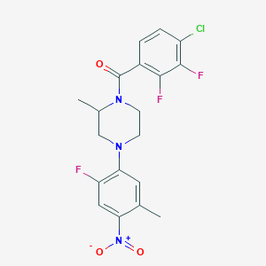 (4-Chloro-2,3-difluorophenyl)-[4-(2-fluoro-5-methyl-4-nitrophenyl)-2-methylpiperazin-1-yl]methanone