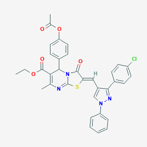 ethyl 5-[4-(acetyloxy)phenyl]-2-{[3-(4-chlorophenyl)-1-phenyl-1H-pyrazol-4-yl]methylene}-7-methyl-3-oxo-2,3-dihydro-5H-[1,3]thiazolo[3,2-a]pyrimidine-6-carboxylate
