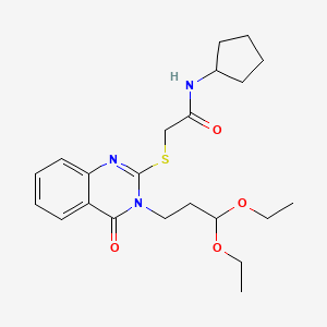 N-Cyclopentyl-2-{[3-(3,3-diethoxypropyl)-4-oxo-3,4-dihydroquinazolin-2-YL]sulfanyl}acetamide