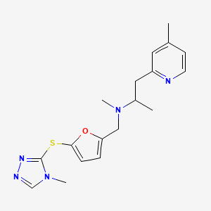 molecular formula C18H23N5OS B4054732 N-methyl-1-(4-methylpyridin-2-yl)-N-({5-[(4-methyl-4H-1,2,4-triazol-3-yl)thio]-2-furyl}methyl)propan-2-amine 