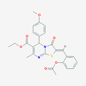 molecular formula C26H24N2O6S B405475 ethyl 2-[2-(acetyloxy)benzylidene]-5-(4-methoxyphenyl)-7-methyl-3-oxo-2,3-dihydro-5H-[1,3]thiazolo[3,2-a]pyrimidine-6-carboxylate 