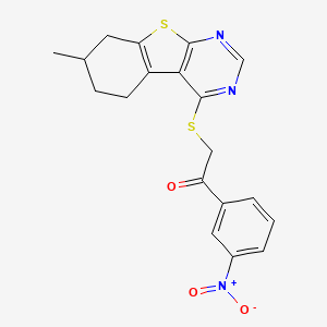 2-[(7-Methyl-5,6,7,8-tetrahydro-[1]benzothiolo[2,3-d]pyrimidin-4-yl)sulfanyl]-1-(3-nitrophenyl)ethanone