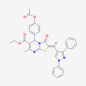 ethyl 5-[4-(acetyloxy)phenyl]-2-[(1,3-diphenyl-1H-pyrazol-4-yl)methylene]-7-methyl-3-oxo-2,3-dihydro-5H-[1,3]thiazolo[3,2-a]pyrimidine-6-carboxylate