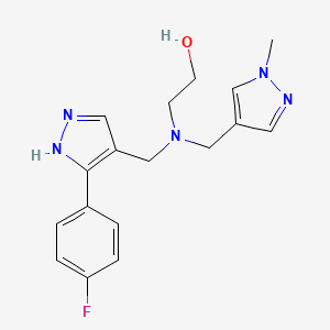 molecular formula C17H20FN5O B4054796 2-[[5-(4-fluorophenyl)-1H-pyrazol-4-yl]methyl-[(1-methylpyrazol-4-yl)methyl]amino]ethanol 