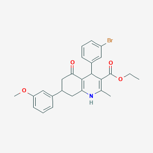 ethyl 4-(3-bromophenyl)-7-(3-methoxyphenyl)-2-methyl-5-oxo-1,4,5,6,7,8-hexahydro-3-quinolinecarboxylate