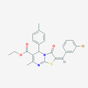 molecular formula C24H21BrN2O3S B405485 ethyl (2E)-2-(3-bromobenzylidene)-7-methyl-5-(4-methylphenyl)-3-oxo-2,3-dihydro-5H-[1,3]thiazolo[3,2-a]pyrimidine-6-carboxylate 