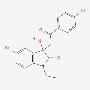 molecular formula C18H15BrClNO3 B4054863 5-bromo-3-[2-(4-chlorophenyl)-2-oxoethyl]-1-ethyl-3-hydroxy-1,3-dihydro-2H-indol-2-one 