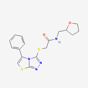 molecular formula C17H18N4O2S2 B4054895 2-[(5-phenyl[1,3]thiazolo[2,3-c][1,2,4]triazol-3-yl)thio]-N-(tetrahydro-2-furanylmethyl)acetamide 