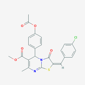 molecular formula C24H19ClN2O5S B405492 methyl (2E)-5-[4-(acetyloxy)phenyl]-2-(4-chlorobenzylidene)-7-methyl-3-oxo-2,3-dihydro-5H-[1,3]thiazolo[3,2-a]pyrimidine-6-carboxylate 
