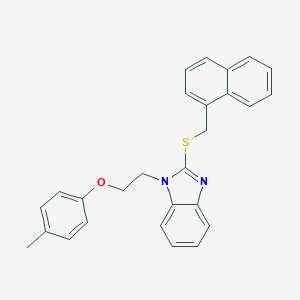 molecular formula C27H24N2OS B405495 2-(Naphthalen-1-ylmethylsulfanyl)-1-(2-p-tolyloxy-ethyl)-1H-benzoimidazole 