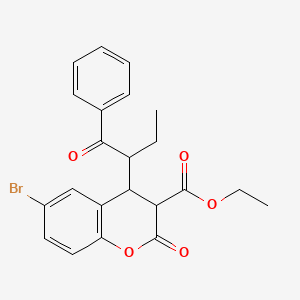 Ethyl 6-bromo-2-oxo-4-(1-oxo-1-phenylbutan-2-yl)-3,4-dihydrochromene-3-carboxylate