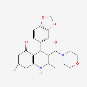 molecular formula C24H28N2O5 B4054989 4-(1,3-benzodioxol-5-yl)-2,7,7-trimethyl-3-(4-morpholinylcarbonyl)-4,6,7,8-tetrahydro-5(1H)-quinolinone 