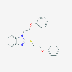 molecular formula C24H24N2O2S B405499 2-{[2-(4-methylphenoxy)ethyl]sulfanyl}-1-(2-phenoxyethyl)-1H-benzimidazole 
