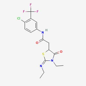 N-[4-chloro-3-(trifluoromethyl)phenyl]-2-[3-ethyl-2-(ethylimino)-4-oxo-1,3-thiazolidin-5-yl]acetamide