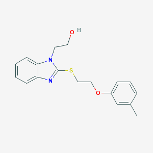 molecular formula C18H20N2O2S B405503 2-[2-(2-m-Tolyloxy-ethylsulfanyl)-benzoimidazol-1-yl]-ethanol 