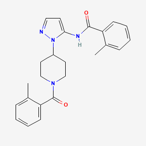 molecular formula C24H26N4O2 B4055116 2-methyl-N-{1-[1-(2-methylbenzoyl)-4-piperidinyl]-1H-pyrazol-5-yl}benzamide 