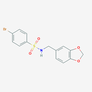 molecular formula C14H12BrNO4S B405517 N-(1,3-benzodioxol-5-ylmethyl)-4-bromobenzenesulfonamide CAS No. 349614-59-1