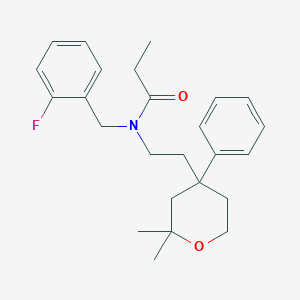 N-[2-(2,2-dimethyl-4-phenyloxan-4-yl)ethyl]-N-[(2-fluorophenyl)methyl]propanamide