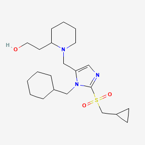 molecular formula C22H37N3O3S B4055185 2-[1-({1-(cyclohexylmethyl)-2-[(cyclopropylmethyl)sulfonyl]-1H-imidazol-5-yl}methyl)-2-piperidinyl]ethanol 