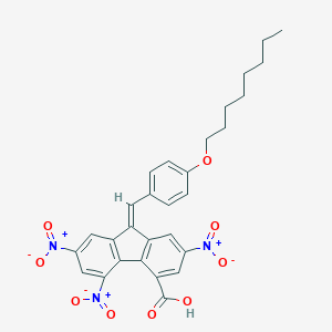 molecular formula C29H27N3O9 B405519 2,5,7-trisnitro-9-[4-(octyloxy)benzylidene]-9H-fluorene-4-carboxylic acid 