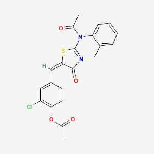 4-{[2-[acetyl(2-methylphenyl)amino]-4-oxo-1,3-thiazol-5(4H)-ylidene]methyl}-2-chlorophenyl acetate