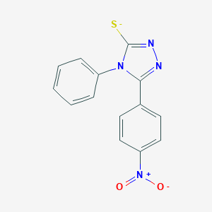 molecular formula C14H9N4O2S- B405524 3-{4-nitrophenyl}-4-phenyl-5-sulfanyl-4H-1,2,4-triazole 