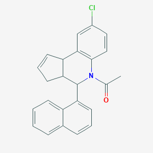 molecular formula C24H20ClNO B405526 1-[8-Chloro-4-(1-naphthalenyl)-3,3a,4,9b-tetrahydrocyclopenta[c]quinolin-5-yl]ethanone 