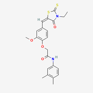 N-(3,4-dimethylphenyl)-2-{4-[(3-ethyl-4-oxo-2-thioxo-1,3-thiazolidin-5-ylidene)methyl]-2-methoxyphenoxy}acetamide