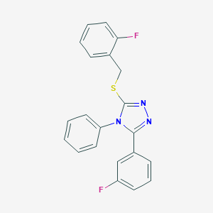 molecular formula C21H15F2N3S B405527 (2-fluorophenyl)methyl 5-(3-fluorophenyl)-4-phenyl-4H-1,2,4-triazol-3-yl sulfide 
