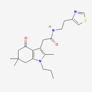 molecular formula C21H29N3O2S B4055369 N-[2-(1,3-thiazol-4-yl)ethyl]-2-(2,6,6-trimethyl-4-oxo-1-propyl-4,5,6,7-tetrahydro-1H-indol-3-yl)acetamide 