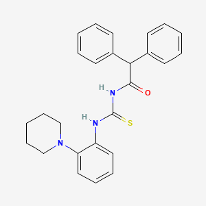 molecular formula C26H27N3OS B4055384 2,2-二苯基-N-({[2-(1-哌啶基)苯基]氨基}碳硫酰)乙酰胺 