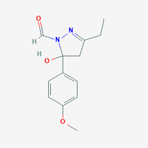 molecular formula C13H16N2O3 B405541 3-ethyl-5-hydroxy-5-(4-methoxyphenyl)-4,5-dihydro-1H-pyrazole-1-carbaldehyde 