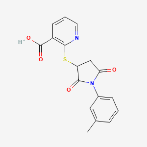 2-{[1-(3-methylphenyl)-2,5-dioxo-3-pyrrolidinyl]thio}nicotinic acid