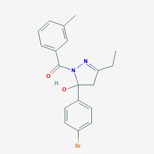 molecular formula C19H19BrN2O2 B405542 5-(4-bromophenyl)-3-ethyl-1-(3-methylbenzoyl)-4,5-dihydro-1H-pyrazol-5-ol 