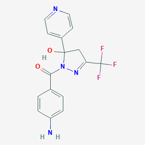 molecular formula C16H13F3N4O2 B405544 (4-aminophenyl)-[5-hydroxy-5-pyridin-4-yl-3-(trifluoromethyl)-4H-pyrazol-1-yl]methanone 